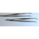 Forceps, stainless steel, sharp tips, curved